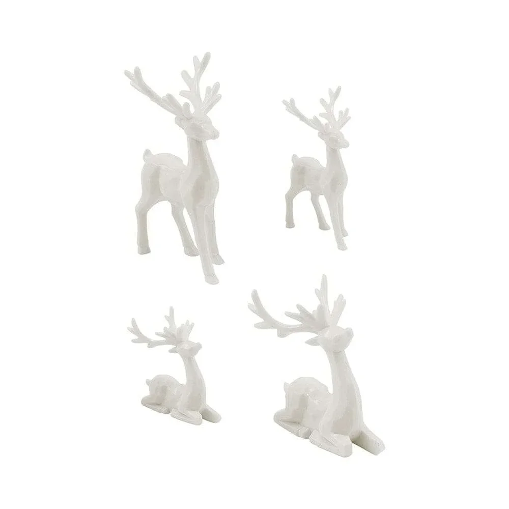 Tim Holtz Idea-ology Salvaged Reindeer 4 Piece White Resin Figurines TH94165